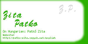 zita patko business card
